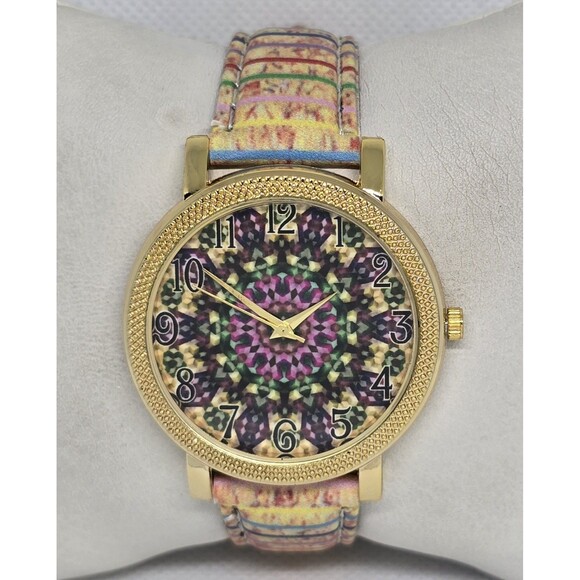 Accessories - Women's Colorful Mandala Dial Cork Imitation Strap Retro Style Watch 11